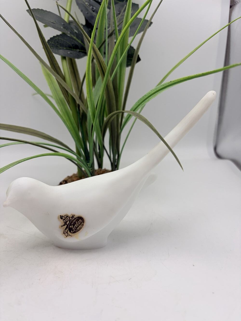 Fenton Bird Of Happiness Figurine White Satin Glass - RARE Color - 1970s Vintage